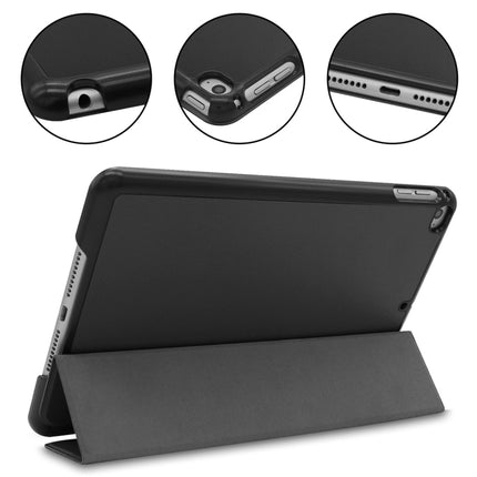 Custer Texture Horizontal Flip Smart PU Leather Case for iPad Mini 4 / Mini 5, with Sleep / Wake-up Function & Three-folding Holder (Black)-garmade.com