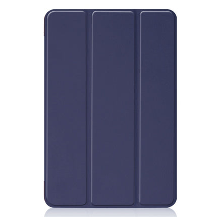 Custer Texture Horizontal Flip Smart PU Leather Case for iPad Mini 4 / Mini 5, with Sleep / Wake-up Function & Three-folding Holder (Blue)-garmade.com
