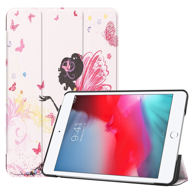 Fairy Girl Pattern Custer Texture Horizontal Flip PU Leather Case for iPad Mini 2019 / Mini 4 , with Three-folding Holder & Sleep / Wake-up Function-garmade.com