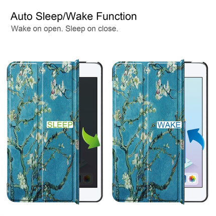 Apricot Flower Pattern Custer Texture Horizontal Flip PU Leather Case for iPad Mini 2019 / Mini 4 , with Three-folding Holder & Sleep / Wake-up Function-garmade.com
