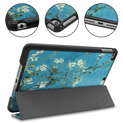 Apricot Flower Pattern Custer Texture Horizontal Flip PU Leather Case for iPad Mini 2019 / Mini 4 , with Three-folding Holder & Sleep / Wake-up Function-garmade.com