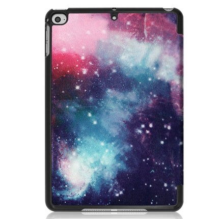 Galactic Nebula Pattern Custer Texture Horizontal Flip PU Leather Case for iPad Mini 2019 / Mini 4 , with Three-folding Holder & Sleep / Wake-up Function-garmade.com