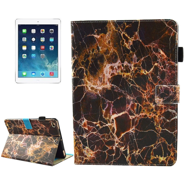 For iPad mini 4 / mini 3 / mini 2 / mini Universal Black and Gold Marble Pattern Horizontal Flip Leather Protective Case with Holder & Card Slots & Sleep-garmade.com