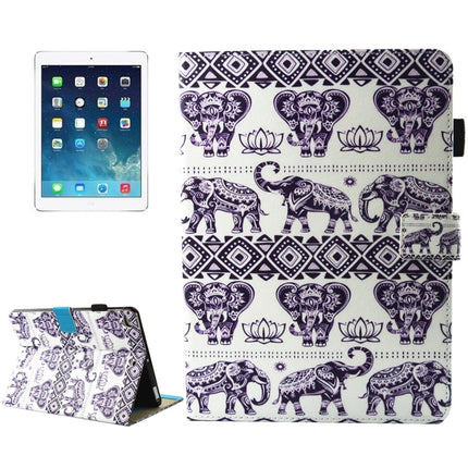 For iPad mini 4 / mini 3 / mini 2 / mini Universal Elephant Lotus Pattern Horizontal Flip Leather Protective Case with Holder & Card Slots & Sleep-garmade.com