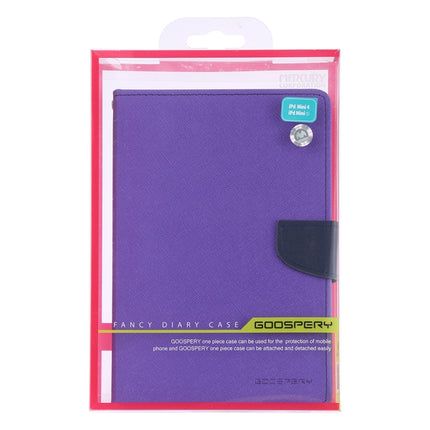 GOOSPERY FANCY DIARY Horizontal Flip Leather Case for iPad Mini (2019), with Holder & Card Slots & Wallet (Purple)-garmade.com