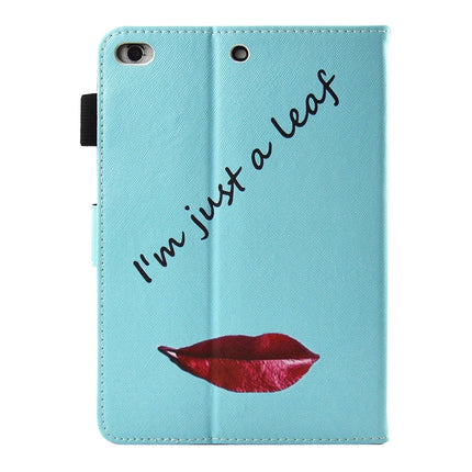 For iPad mini 4 / 3 / 2 / 1 Lips and Leaves Pattern Horizontal Flip Leather Case with Holder & Wallet & Card Slots & Sleep / Wake-up Function & Pen Slot-garmade.com