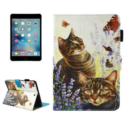 For iPad mini 4 / 3 / 2 / 1 Cats and Butterflies Pattern Horizontal Flip Leather Case with Holder & Wallet & Card Slots & Sleep / Wake-up Function & Pen Slot-garmade.com