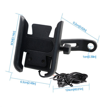 CS-856D1 Motorcycle Rotatable Chargeable Aluminum Alloy Mobile Phone Holder, Mirror Holder Version(Black)-garmade.com