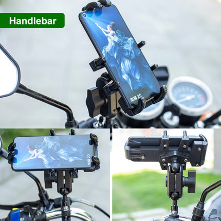 U-shaped Bolt Ball-Head Motorcycle Handlebar Multi-function Eight-jaw Aluminum Phone Navigation Holder Bracket, Width of Phone: 6.5-10.2cm &#160;-garmade.com