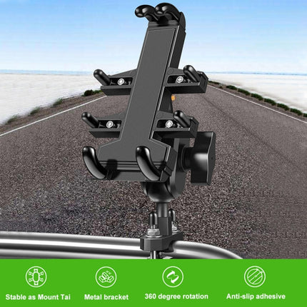 Tilt Rearview Mirror Screw Hole Ball-Head Motorcycle Multi-function Eight-jaw Aluminum Phone Navigation Holder Bracket with Anti-theft Knobs-garmade.com