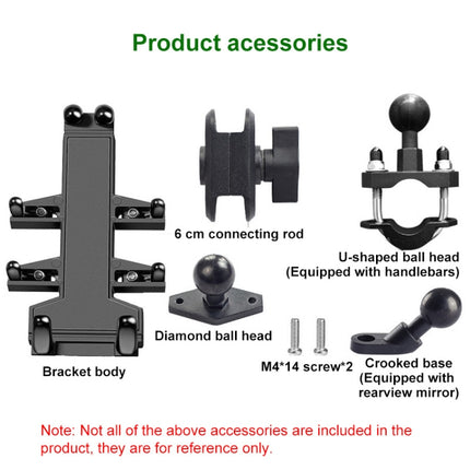 M8 Bolt Ball-Head Motorcycle Multi-function Eight-jaw Aluminum Phone Navigation Bracket with Anti-theft Knobs-garmade.com