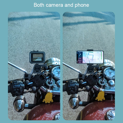 RUIGPRO Motorcycle Handlebar Alloy Phone Bracket for GoPro HERO9 Black / HERO8 Black /7 /6 /5, Insta360 One R, DJI Osmo Action, Xiaoyi Sport Cameras(Blue)-garmade.com