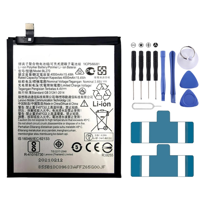 4000mAh BL270 for Lenovo K6 Note Li-Polymer Battery-garmade.com