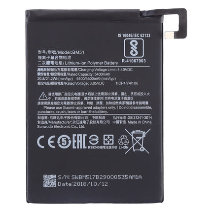 5400mAh BM51 for Xiaomi Mi Max 3 Li-Polymer Battery-garmade.com