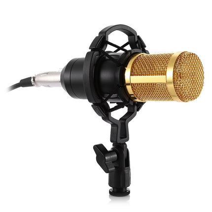 BM-800 3.5mm Studio Recording Wired Condenser Sound Microphone with Shock Mount, Compatible with PC / Mac for Live Broadcast Show, KTV, etc.(Black)-garmade.com