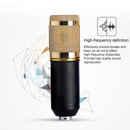 BM-800 3.5mm Studio Recording Wired Condenser Sound Microphone with Shock Mount, Compatible with PC / Mac for Live Broadcast Show, KTV, etc.(White)-garmade.com