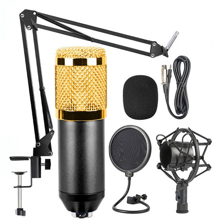 BM-800 Network K-Song Dedicated High-end Metal Shock Mount Microphone Set(Black)-garmade.com
