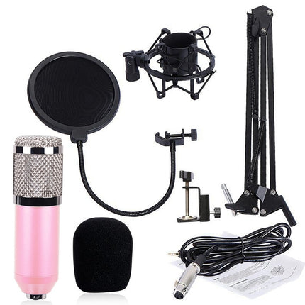 BM-800 Network K-Song Dedicated High-end Metal Shock Mount Microphone Set(Pink)-garmade.com