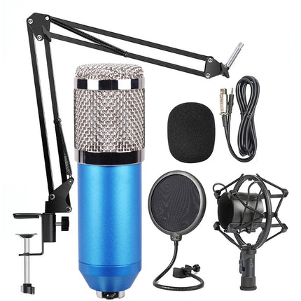 BM-800 Network K-Song Dedicated High-end Metal Shock Mount Microphone Set(Blue)-garmade.com