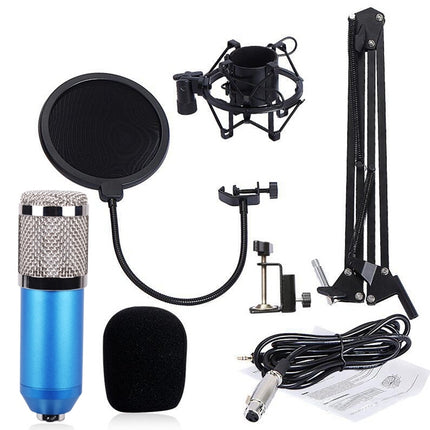 BM-800 Network K-Song Dedicated High-end Metal Shock Mount Microphone Set(Blue)-garmade.com