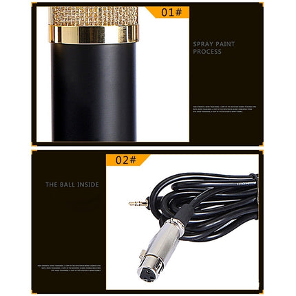 BM-800 Network K-Song Dedicated High-end Metal Shock Mount Microphone Set(White)-garmade.com