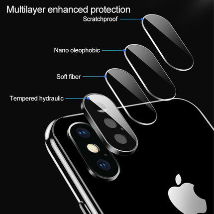 Titanium Alloy Metal Camera Lens Protector Tempered Glass Film for iPhone X(Gold)-garmade.com