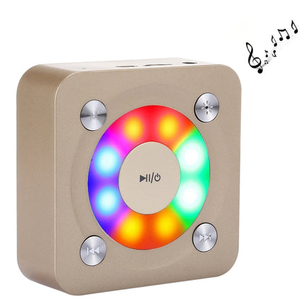 A9 Portable Bluetooth Stereo Speaker with Built-in MIC & Light, Support Hands-free Calls & TF Card & AUX IN, Bluetooth Distance: 10m(Gold)-garmade.com