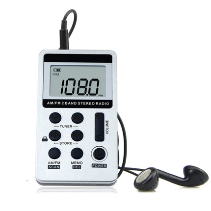 Portable AM / FM Two Bands Rechargeable Stereo Radio Mini Receiver with & LCD Screen & Earphone Jack & Lanyard (White)-garmade.com