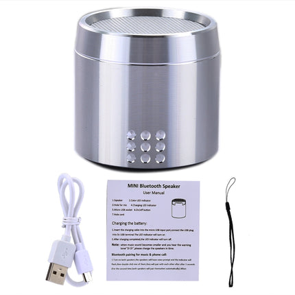 PTH-02 Portable True Wireless Stereo Mini Bluetooth Speaker with LED Indicator & Sling(Silver)-garmade.com