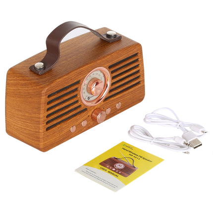 NewRixing NR-4013 Retro Manchurian Ash Texture Hand Wireless FM Speaker with Call Function, Support TF Card & U Disk-garmade.com
