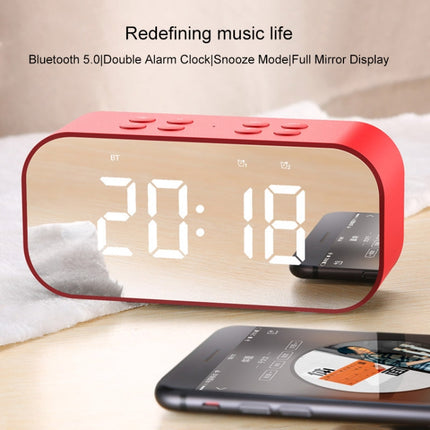 AEC BT501 Bluetooth 5.0 Mini Speaker with LED & Alarm Clock & Clock & Mirror, Support 32G TF Card(Pink)-garmade.com