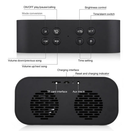 AEC BT501 Bluetooth 5.0 Mini Speaker with LED & Alarm Clock & Clock & Mirror, Support 32G TF Card(Pink)-garmade.com