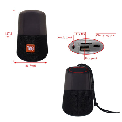 T&G TG168 Portable Wireless Bluetooth V5.0 Stereo Speaker with Handle, Built-in MIC, Support Flashing LED Light & TF Card & U Disk & AUX IN & FM(Black)-garmade.com