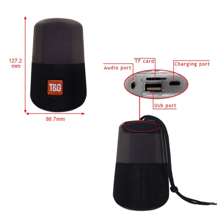 T&G TG168 Portable Wireless Bluetooth V5.0 Stereo Speaker with Handle, Built-in MIC, Support Flashing LED Light & TF Card & U Disk & AUX IN & FM(Red)-garmade.com