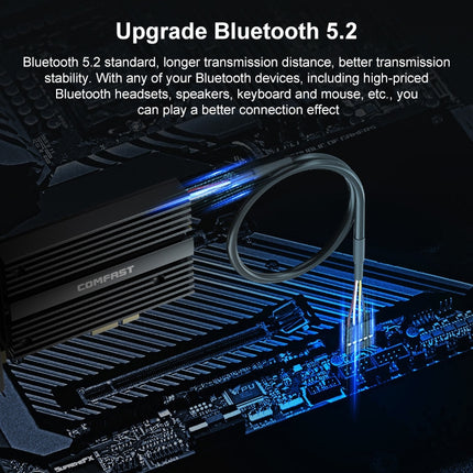 COMFAST CF-AX210 PRO 5374Mbps Tri-band + Bluetooth 5.2 Wireless WiFi6E PCI-E Network Card with Heat Sink-garmade.com