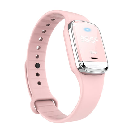 M20 Outdoor Ultrasonic Wave Mosquito Repellent Wristband with Clock & Body Temperature Test(Pink)-garmade.com
