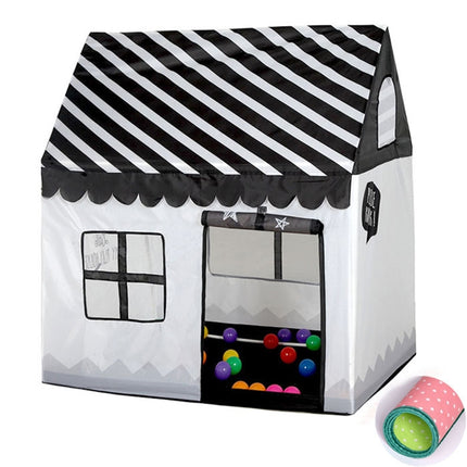Household Children Printing Play Tent Small Game House with Mat (Black White)-garmade.com