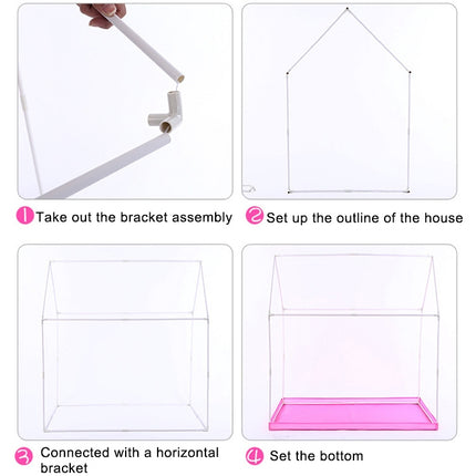 Household Children Printing Play Tent Small Game House with Mat (Light Pink)-garmade.com
