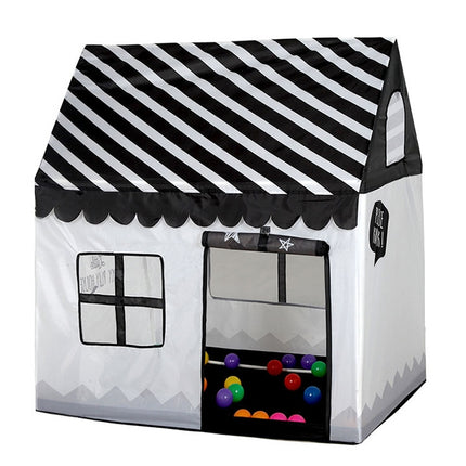Household Children Printing Play Tent Small Game House, with 50 Ocean Balls (Black White)-garmade.com