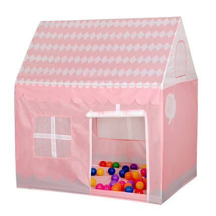 Household Children Printing Play Tent Small Game House, with 50 Ocean Balls (Light Pink)-garmade.com