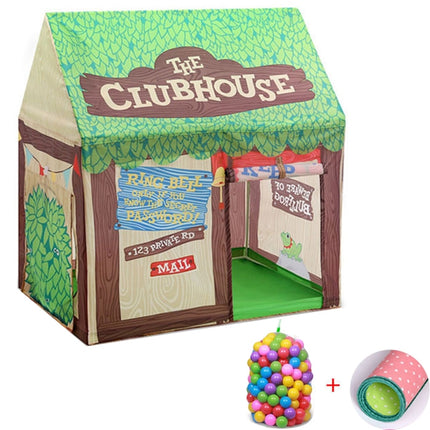 Household Children Printing Play Tent Small Game House with 50 Ocean Balls & Mat (Green)-garmade.com