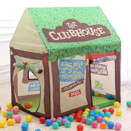 Household Children Printing Play Tent Small Game House with 50 Ocean Balls & Mat (Green)-garmade.com
