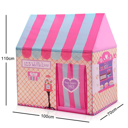 Household Children Printing Play Tent Small Game House with Passageway (Pink)-garmade.com