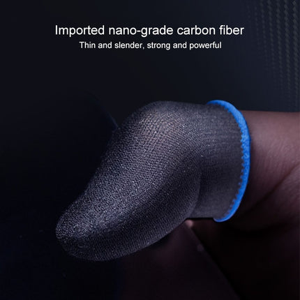 1 Pair Carbon Fiber Breathable Mobile Phone Game Touch Screen Finger Cover for Thumb / Index Finger (Black Blue)-garmade.com