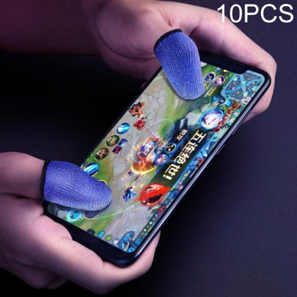 10 PCS Nylon + Conductive Fiber Non-slip Sweat-proof Mobile Phone Game Touch Screen Finger Cover for Thumb / Index Finger(Blue)-garmade.com