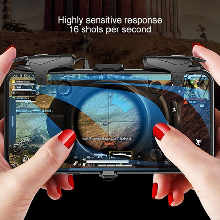 Non-slip Alloy Separable Button Mobile Phone Game Shooting Gamepad, Support Burst Mode, Suitable for 4.7-6.5 inch Mobile Phones(Black)-garmade.com