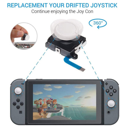 Game Console 3D Left Right Interoperability Rocker Remote Sensing Joystick for Nintendo Switch / Switch Lite(White)-garmade.com