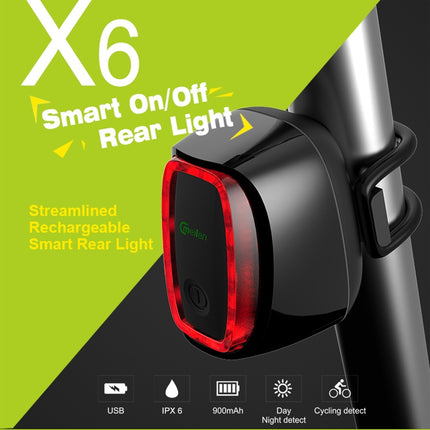 Meilan X6 Smart Auto Brake Rear Light Rechargeable Bicycle Tail Light(Black)-garmade.com