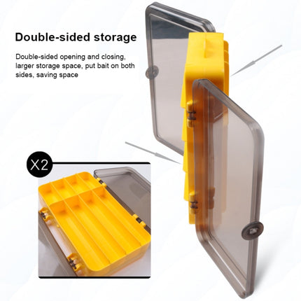 Portable Outdoor Lure Box Transparent Plastic Double-sided Storage Box, Size: 18 x 10 x 5cm(Yellow + Grey)-garmade.com
