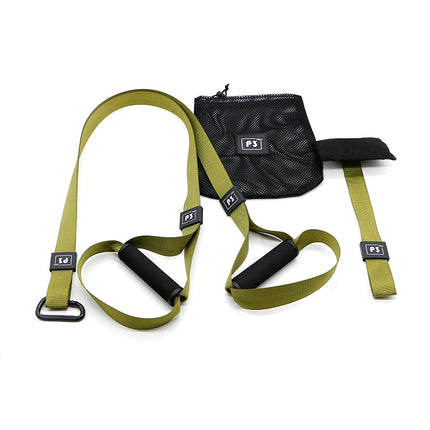 P3-1 Fitness Exercise Hanging Pulling Rope TRP3X Wall Pulley Yoga Belt, Main Belt: 1.4m, Home Version(Army Green)-garmade.com